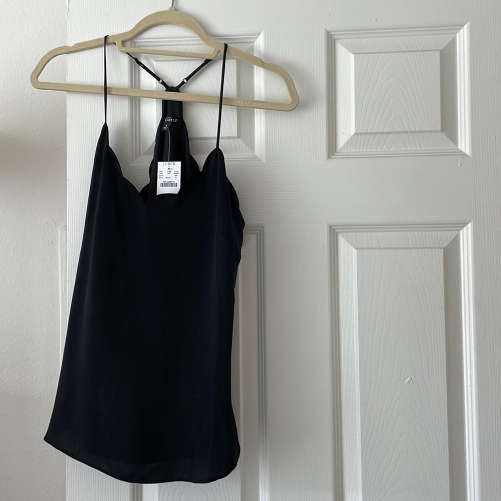 Jcrew scalloped black top